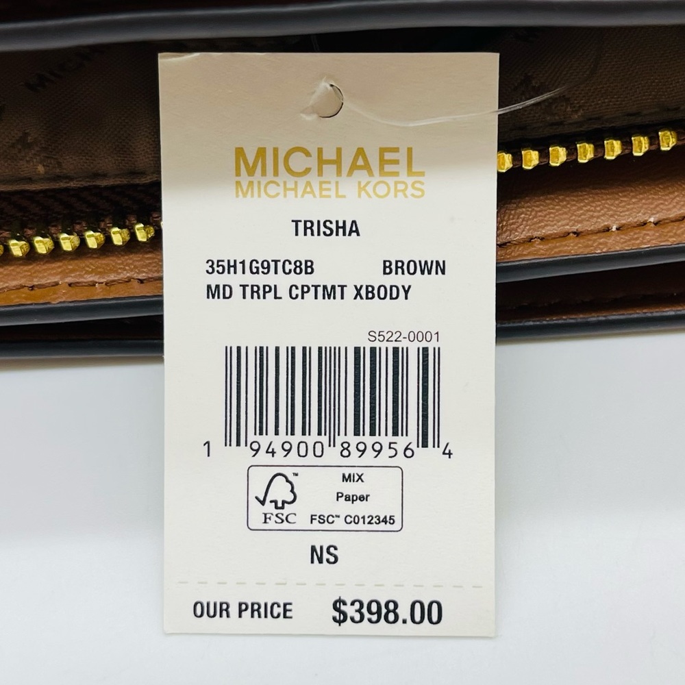 Michael Kors Trisha Medium Triple Compartment Xbody Bag Brown - Picture 8 of 10